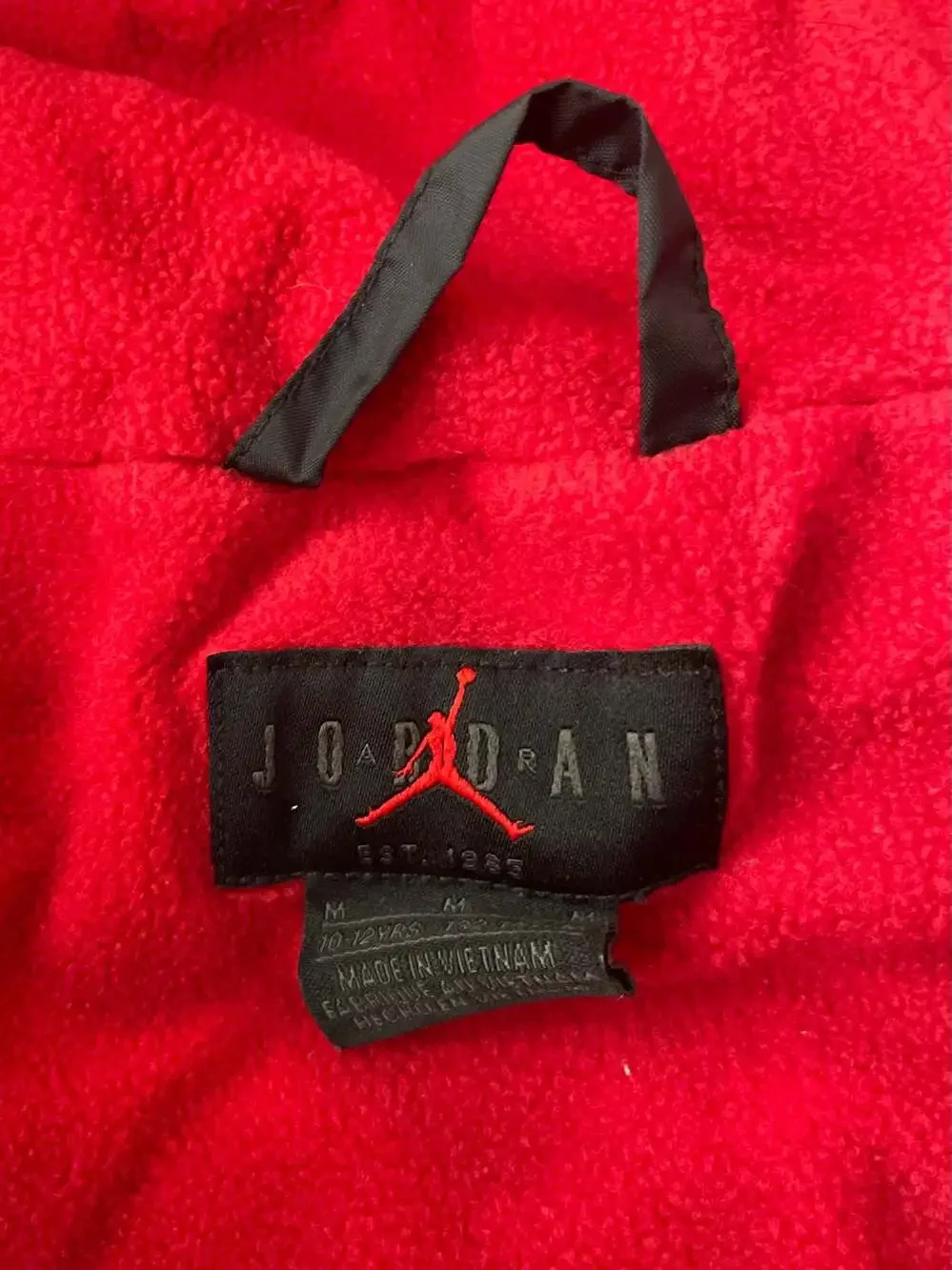 Y2K Nike Jordan Boys Puffer Jacket Black Red Hooded Size M 10-12‎